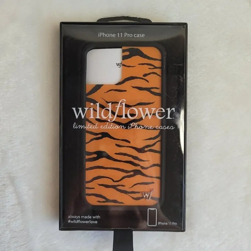 Wildflower Case for iPhone 11 Pro Tiger Print Orange & Black Rubber Bumper